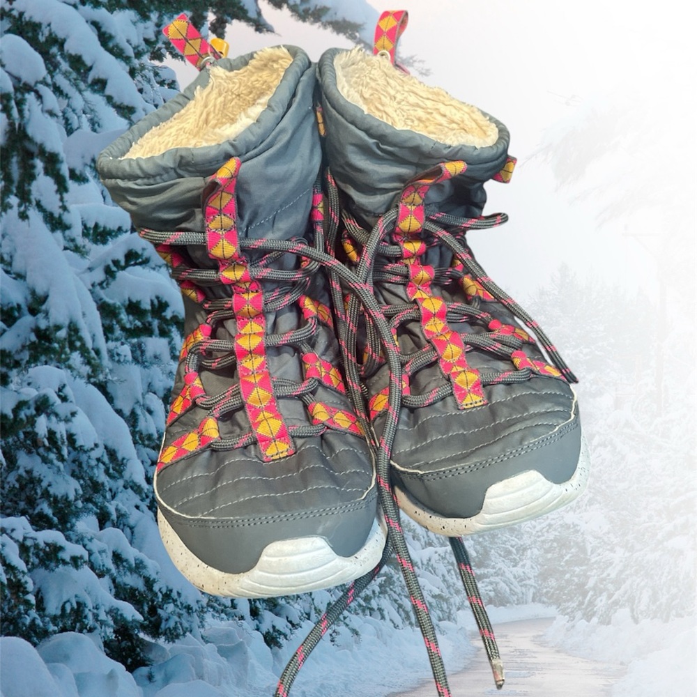 Nike Gray and Pink Winter Boots